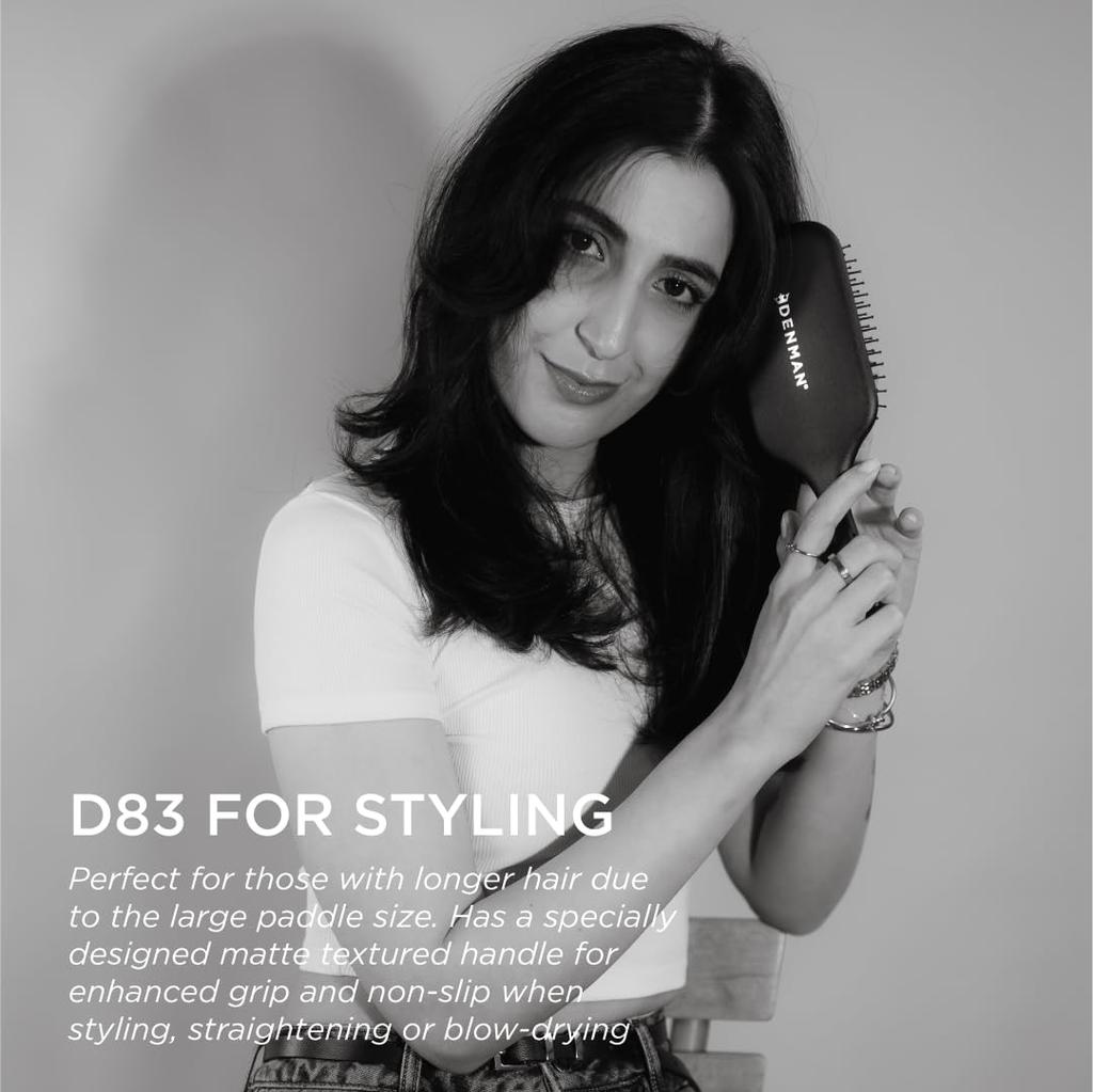 Denman Veľká vankúšová kefa na vlasy s lopatkou na fénovanie, rozčesávanie, pohodlné vyrovnávanie, vyhladzovanie pre ženy a D83 (čierna) & - Styling, Muži,