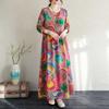 Sommer Vintage Blumen Lockeres Kleid Fließendes A-Linien-Kleid Damen