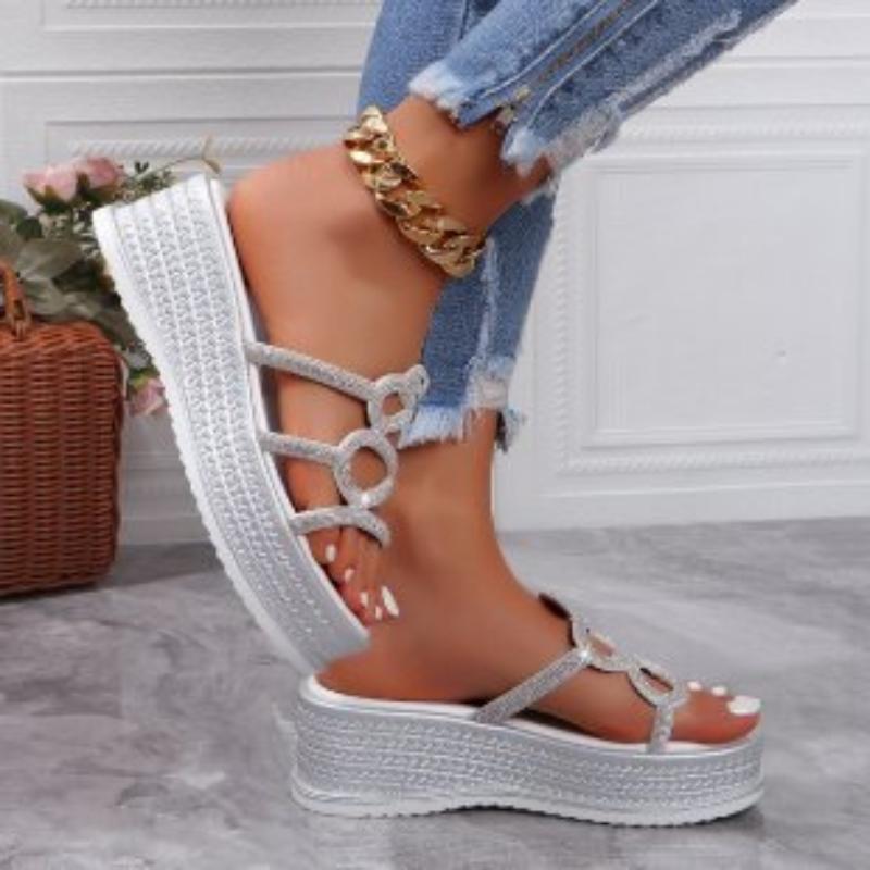 Frauen Sommer Dicken Sohlen Hausschuhe Mode Kristalle Freizeit Plattform Maultiere Hausschuhe Neue Weibliche Outdoor Elegante Dicke Sohle Schuhe