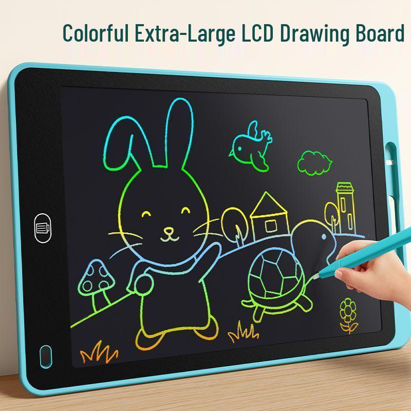 Children s LCD Writing & Drawing Color Easel – Erasable Blackboard Wall Stand. Battery for Color Board - Large Capacity