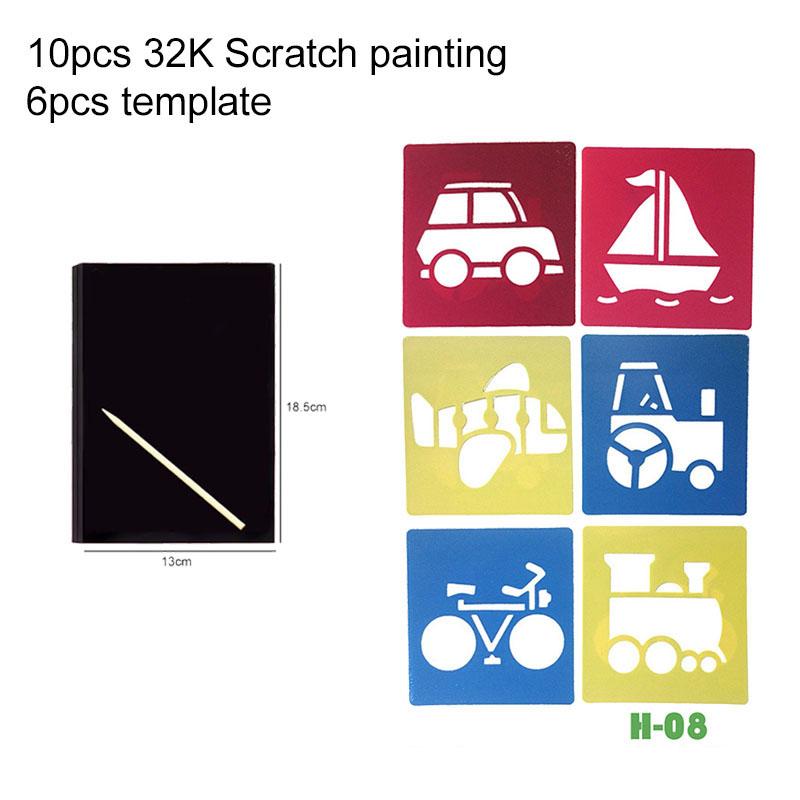 10 SZTUK Magiczny Kolor Tęczowy Papier Rysunkowy Scratch Art Karta 32k z Pustym Szablonem do Szkoły Artykuły Plastyczne Narzędzia do Malowania TMZ