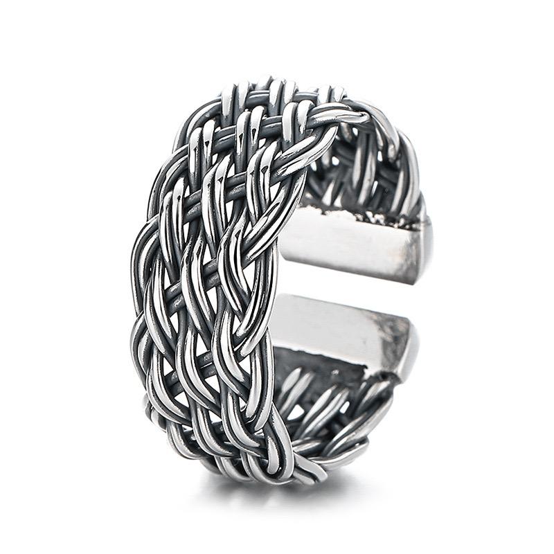 Bagues en Argent Sterling 925 pour Femmes Couple Minimaliste Fait Main Simple Anneau Chaîne Large Bijoux Fins Cadeau Prévenir les Allergies