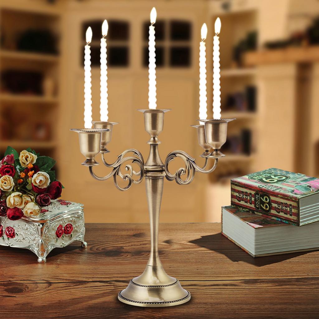 5 Stands Candle Holder 2 Colors 5 Arms Alloy Candle Holder European  Candelabra Wedding Candlestick Home Decor