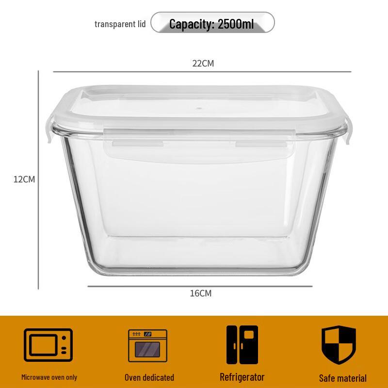 Ruhan 2.5L Heat-Resistant Glass Food Storage Container