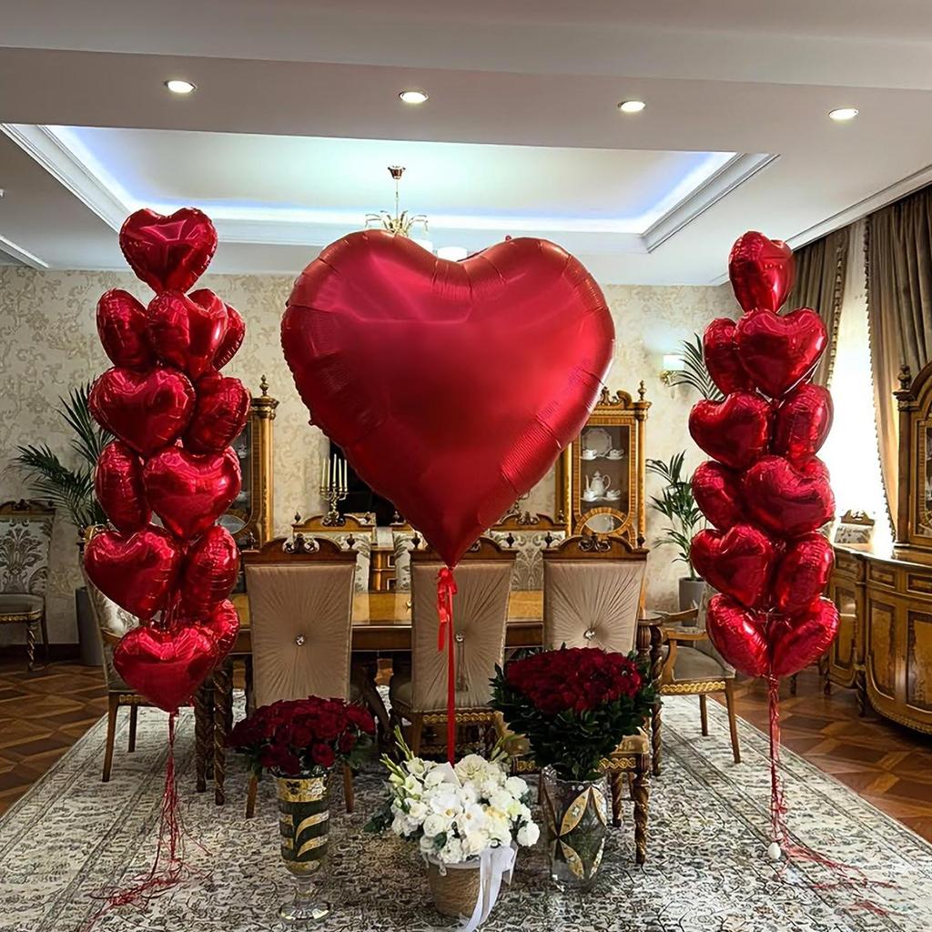 Oversize 63 inch red aluminum foil balloons and 18 inch love balloons Valentine's Day proposal wedding birthday decoration