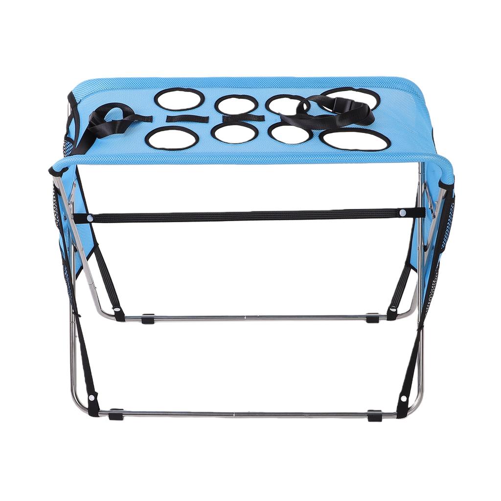 Pet Grooming Hammock Cat Dog Bathing Station Foldable Stainless Steel Frame 8 Holes Blue Large Portable for Small