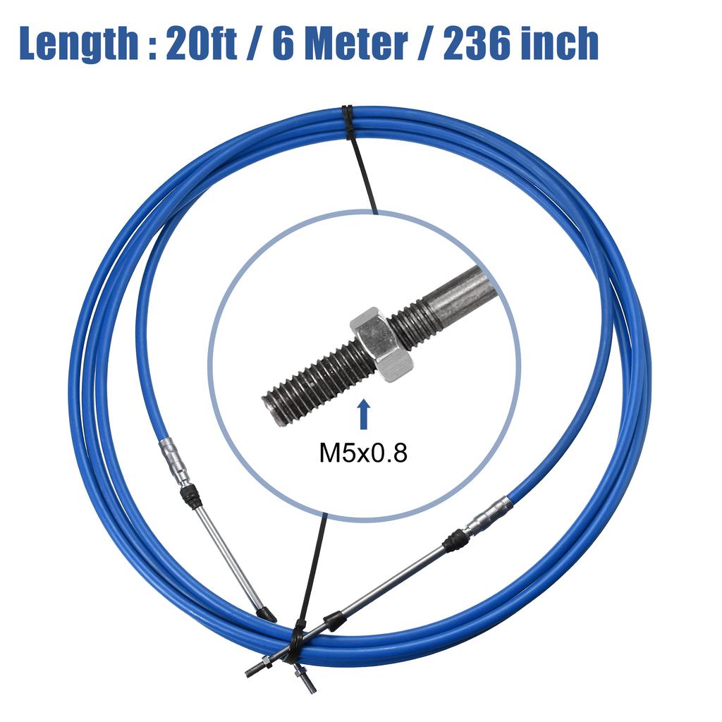 Motoforti 1/2pcs 10ft 13ft 16ft 20ft 24ft Marine Throttle Cable 3300/33C Throttle Shift Remote Control Cable 3M-6M for Yamaha