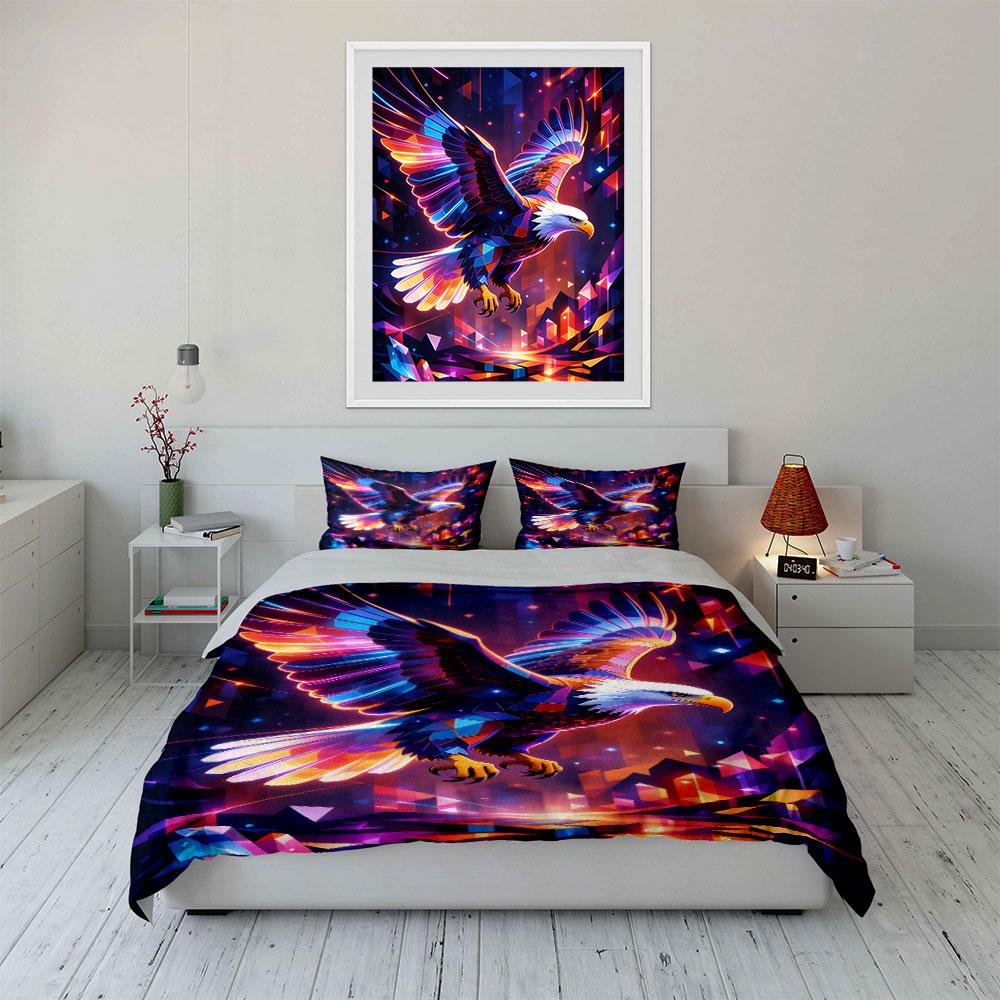 Colorful geometric bald eagle. Bedding sets Duvet cover sets Duvet covers Pillowcases(1 * Duvet Cover 2 * Pillowcases without duvet insert)