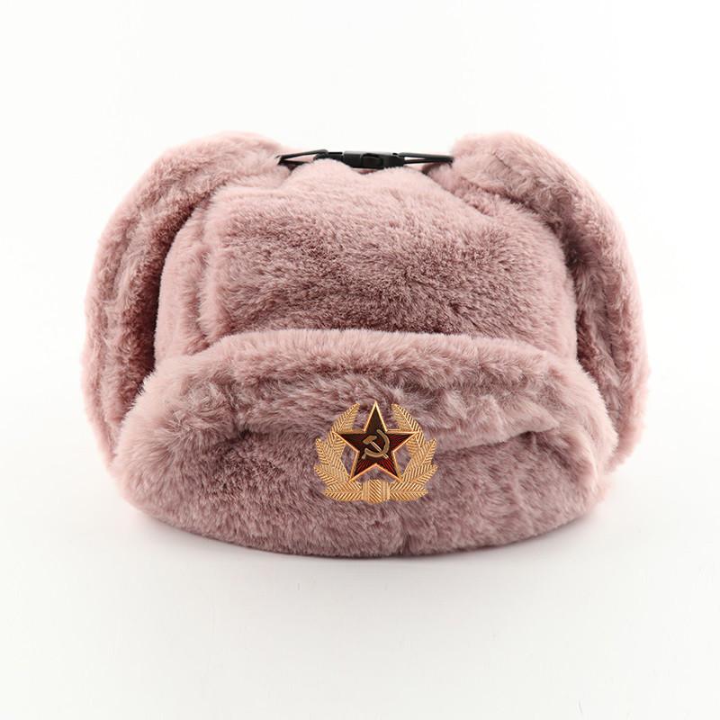 Men's and Women's Imitation Rabbit Hair Outdoor Hat, Ear Protection, Russian Full Hair Thermal Hat, Cold-proof Northeast Hat