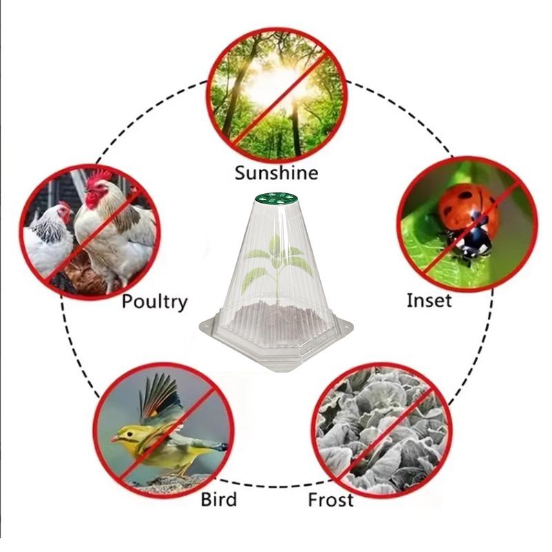 10/20 ks kuželový ochranný kryt na sazenice rostlin, školkařský stan na výsadbu sazenic, opakovaně použitelný proti ptákům, zabraňuje poškození zeleniny šneky