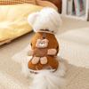 Cartoon Bear Dog Cardigan Warm Pets Autumn Winter Coat Puppy Vest Cute Poodle Outfit with D-ring for Small Medium Dogs Cat Girl Boy