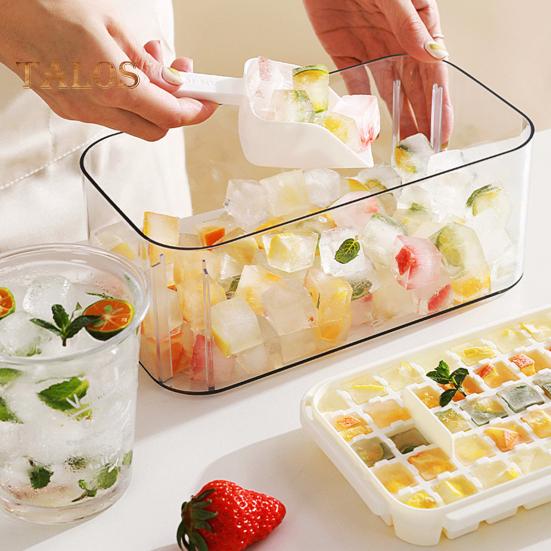 Ice Cube Trays with Bin Ice Shovel 100/200 Cavity Stackable Ice Molds for Freezer One Click Press Easy Release Ice Maker for Cocktails Whiskey Juice