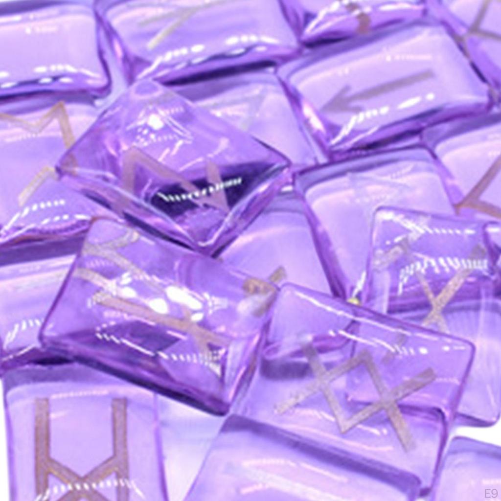 25Pcs Rune Chakras Runes s,Crystal Rectangle Shaped Pendant Decor