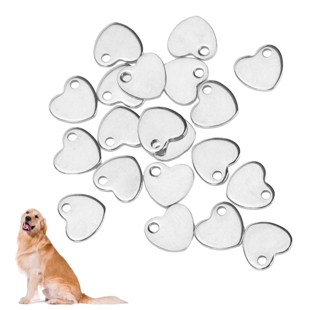 20pcs DIY Heart Shaped Pendant Stainless Steel Pendant with Hole Jewelry Making Accessory(Steel Color 6.5 x 7mm)