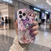Luminous Gradient Butterfly Pearl Rose Wavy Edge Phone Case for iPhone 17 16 15 14 13 12 11 8 7 Plus Pro Max Glow