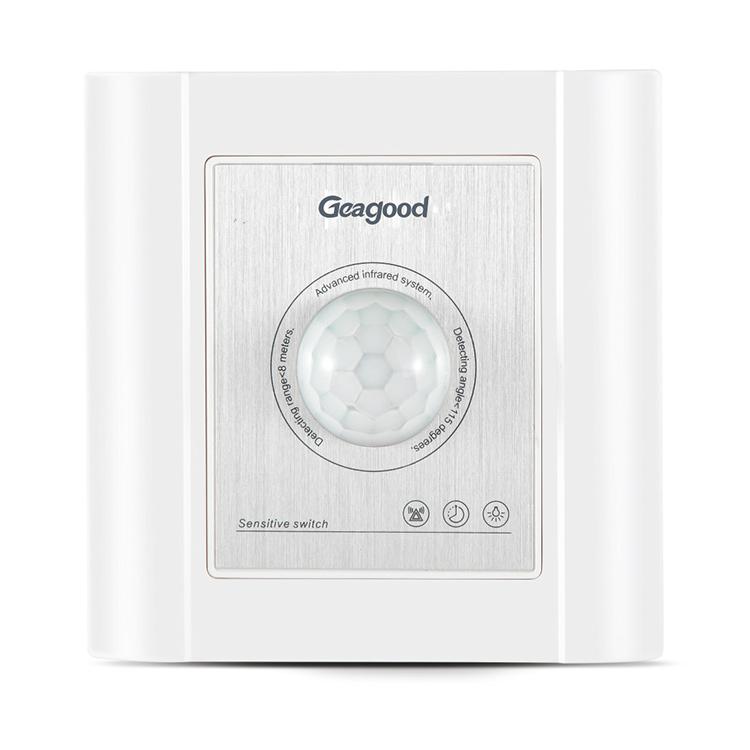 Geagood Led Light Motion Sensor Wall Motion Sensor Light Switch Automatic Automatic Light Switch with Motion Sensor 86 X 86mm&Chinese Standard белый