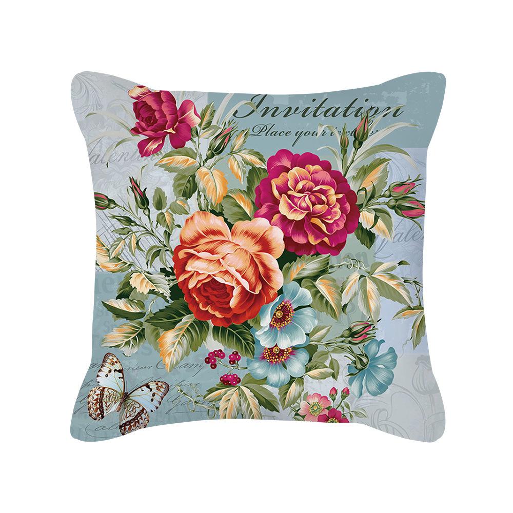 New Nordic Home Furnishings Flower Blooming Rich Pillow Cover Retro Style Car Sofa Cushion Waist Pillow Cover