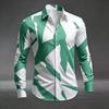 Men's Artistic Geometric Abstract Print Long Sleeve Dress Shirt Smooth Breathable Fabric Slim Fit Formal Business Casual Social