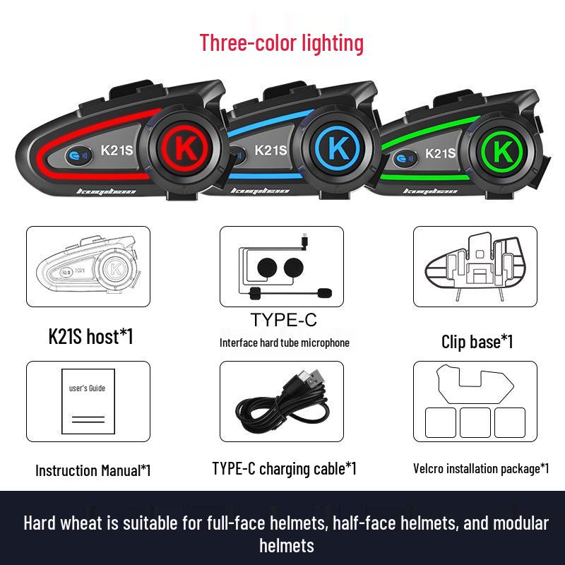 

Bluetooth Motorcycle Helmet Intercom with Lights - Dual-User Capability