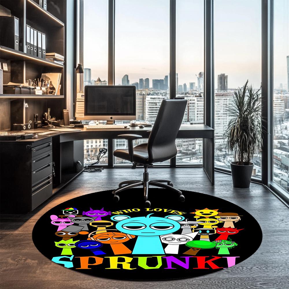 Sprunki Printed Round Rug Carpet Chair Rug Area Rug Entryway Doormats,for Office Chair Living Room Bedroom Kitchen Room.