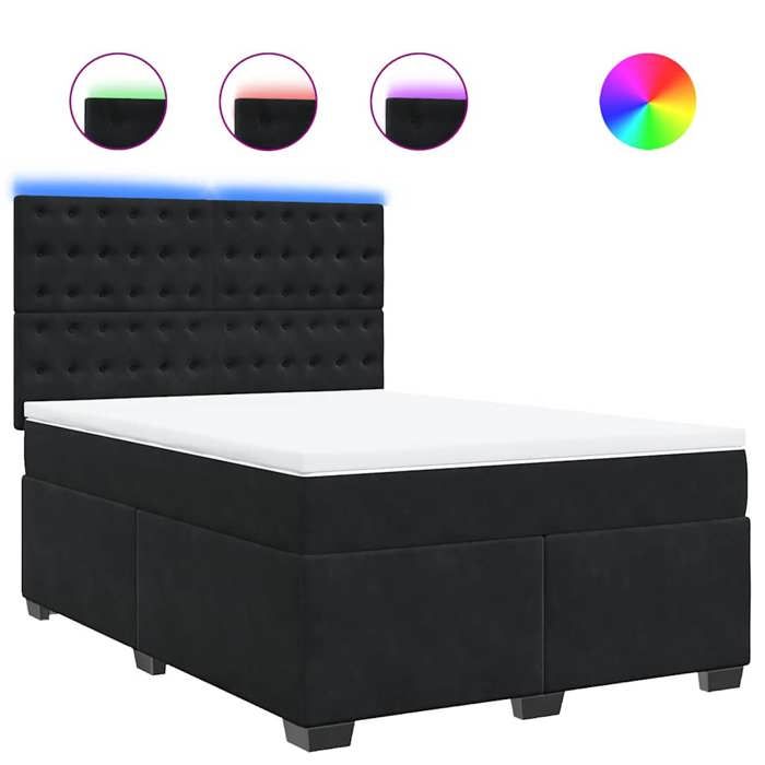 Maison Exclusive - Sommier à lattes de lit avec matelas Noir 140x190 cm Velours