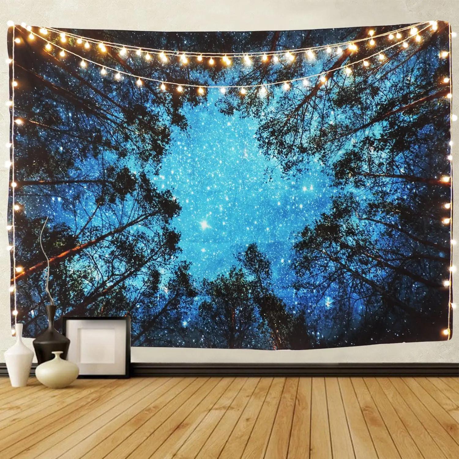 VIKAMA NordicStyle Forest Sunlight Tapestry Forest Scene Natural Ambience Decorative Wall Hanging Room Decoration 74x94cm(29x37in)