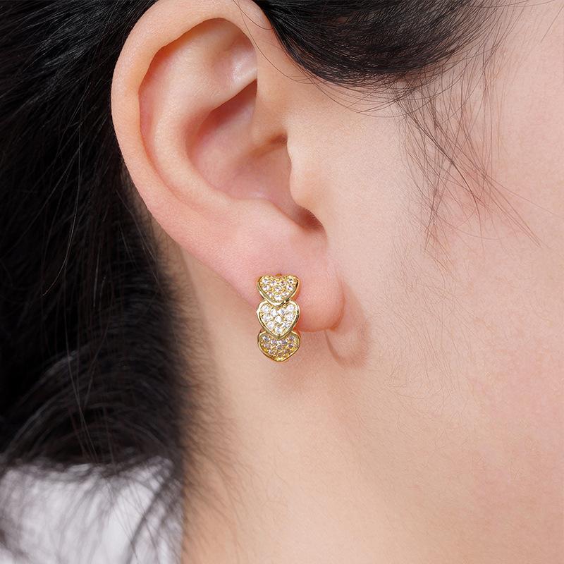 Exaggerated Personalized Earrings, Korean Temperament Zircon Love Earrings, Circle Temperament Heart-Shaped Ear Jewelry