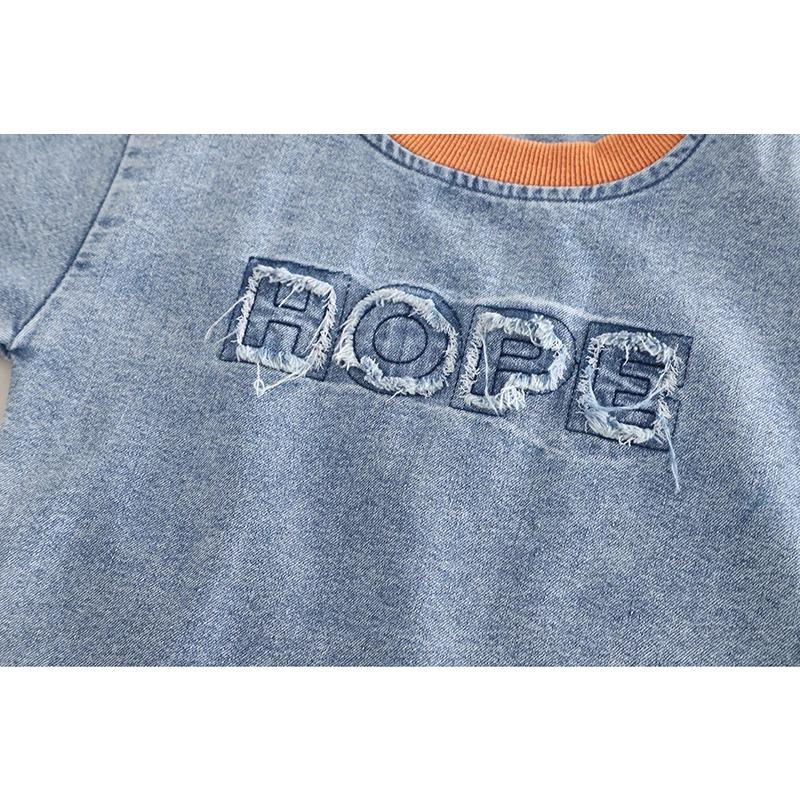 Children Cotton Clothes Summer Boy Causal Denim T Shirt Short Set Infant Kid Fashion Toddler Tracksuit