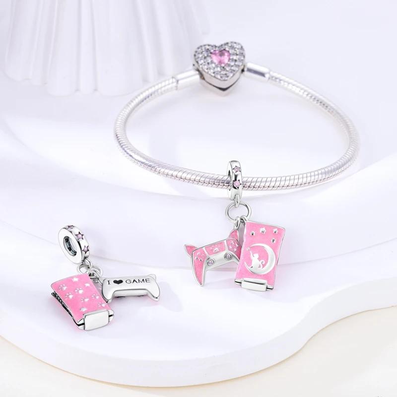 Charms Copperpink Game Console Controller Beads Fit Charms Plataoriginal Bracelet Beads Women Jewellery Making Diy