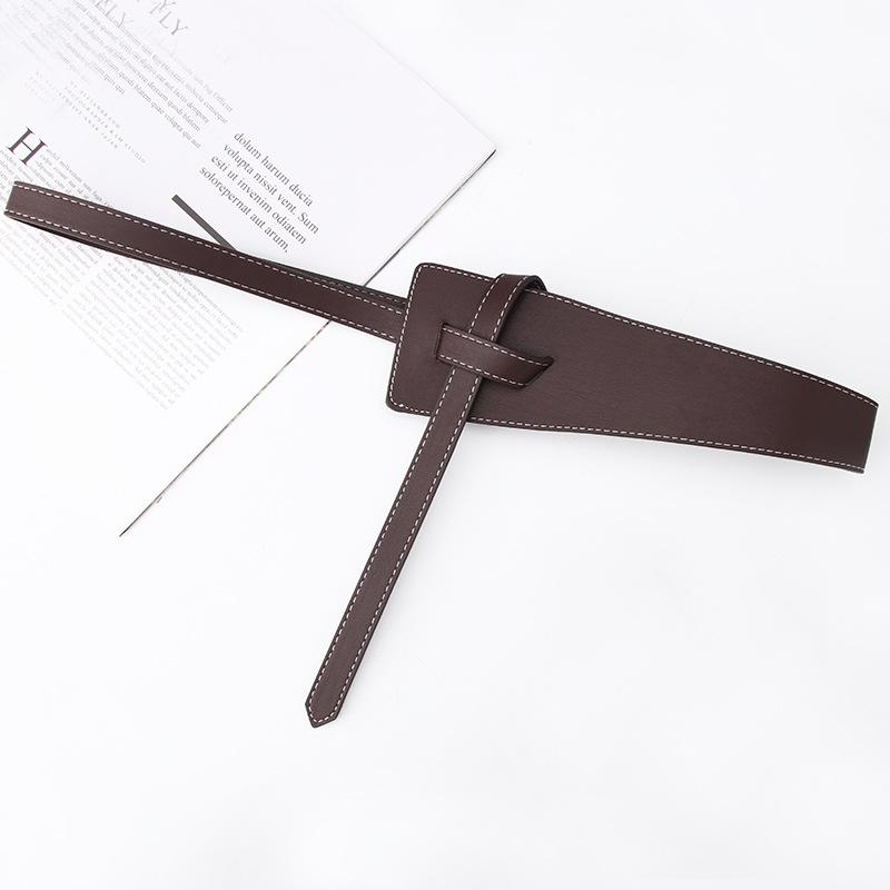 

Belt Women S Decoration, Waist Retro Knotted With Suit And Waist Seal Wide Belt темно-коричневого