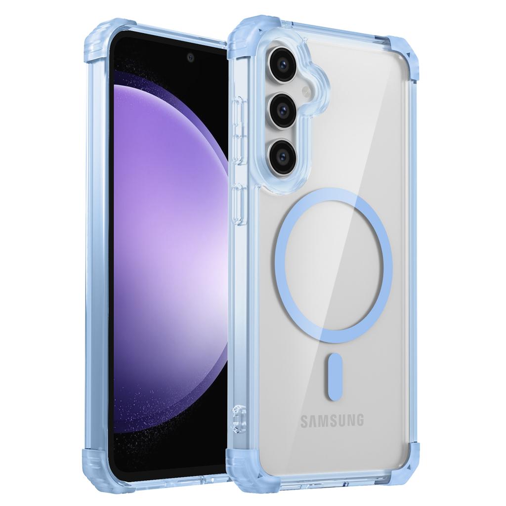 For Samsung Galaxy S23 FE Magnetic Case TPU+PC Clear Phone Cover with Thickened Corners