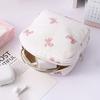 Multi-purpose Mini Bag,Corduroy Quilted Key/Coin Pouch & Sanitary Storage,Floral Bear Pattern,Portable Organizer for Small Items