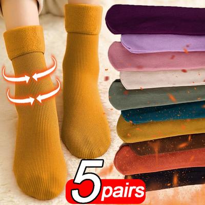 1/5 Paar Damen Dicke Thermosocken Schneestrümpfe Winter Warm Kaschmir Schnee Schlafsocken Samt Wolle Nahtlose Stiefelsocken