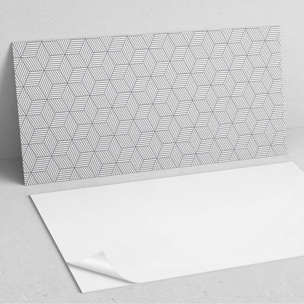 Vinyl Panel with Decor for Kitchen or Bathroom 100x50 Cm Hexagonal Leaves Pattern