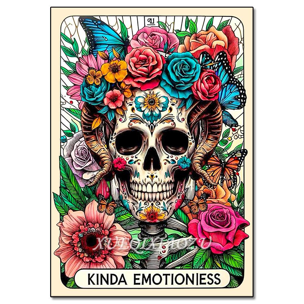 Peinture Art Diamant DIY Squelette Dames Mosaïque Point de Croix Set Art Fleur Pierre Précieuse Incrustation Cadeau DIY Décoration Peinture