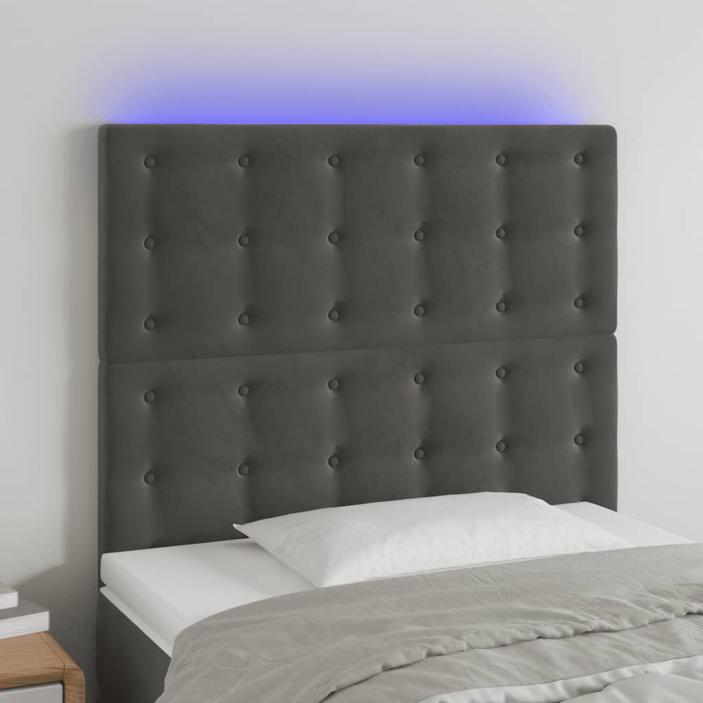 Vidaxl Zagłówek Do Łóżka Z Led, Ciemnoszary, 100X5X118/128 Cm, Aksamit