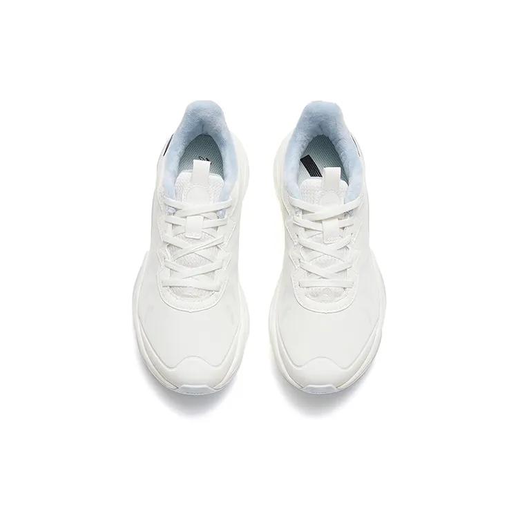 Anta Fleece Lined Comfortable Cushioning Abrasion Resistant Thermal Low top Running Shoes Women's White Blue (Unisex) Running Shoes