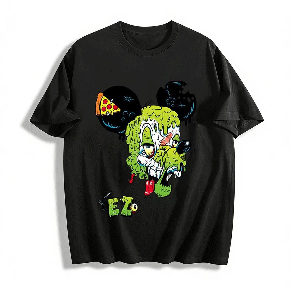 Zombie Mickey Style Print T-Shirt Trendy Street Loose Top Pure cotton T-shirt XXS
