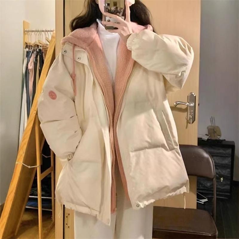 Fake two-piece cotton clothes women's winter 2024 new loose winter clothing lamb wool inner coat versatile women's coat