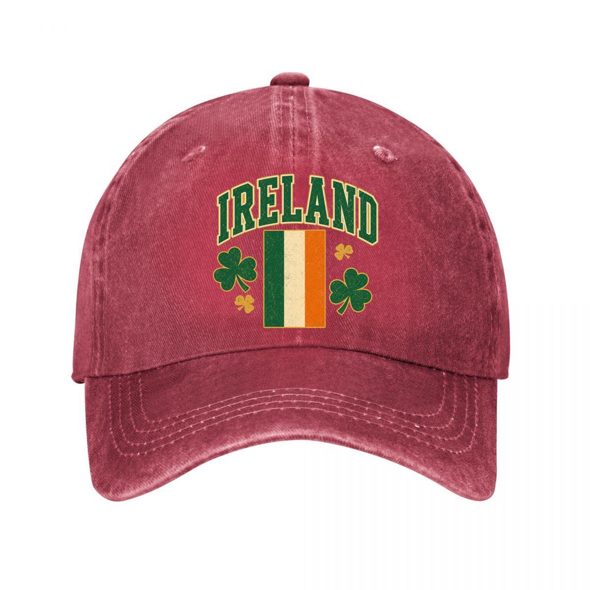 Vintage Ireland Shamrock Pride Lette Washed Baseball Cap Outdoor For Womens Unisex FeUnisex Dad Hat Adjustable