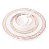 Set di Stoviglie in Ceramica di Lusso: Piatto, Ciotola, Cucchiaio e Tazza in Osso con Bordo Dorato - 4 Pezzi per Eleganza di Hotel e Ristorante