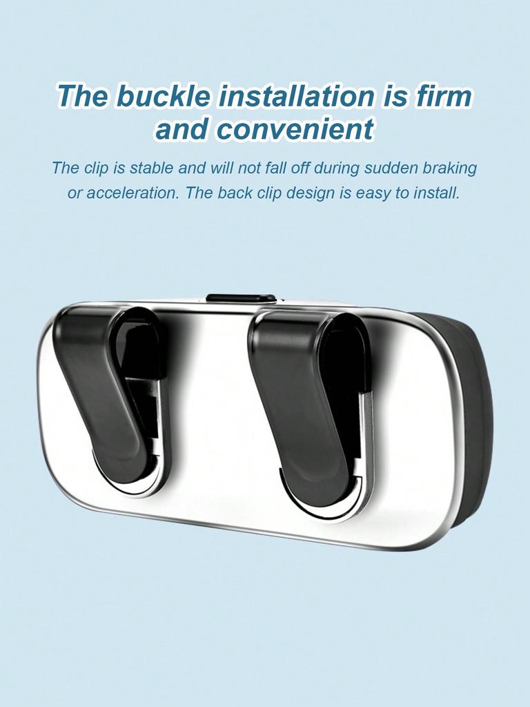 One‑Click Car Sun Visor Storage Bag – Fully Enclosed, Dustproof & Shockproof, with Spring Clip, Fits All Vehicles