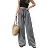 Women's Wide Leg Pants with Bowknot Belt Loose Fit Color Casual Trousers