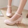 Luxury Crystal Chunky Heels Casual Women Pumps Girls Shoes Round Toe Sweet Black Pink High Heeled Wedding Party Shoes Ladies 43
