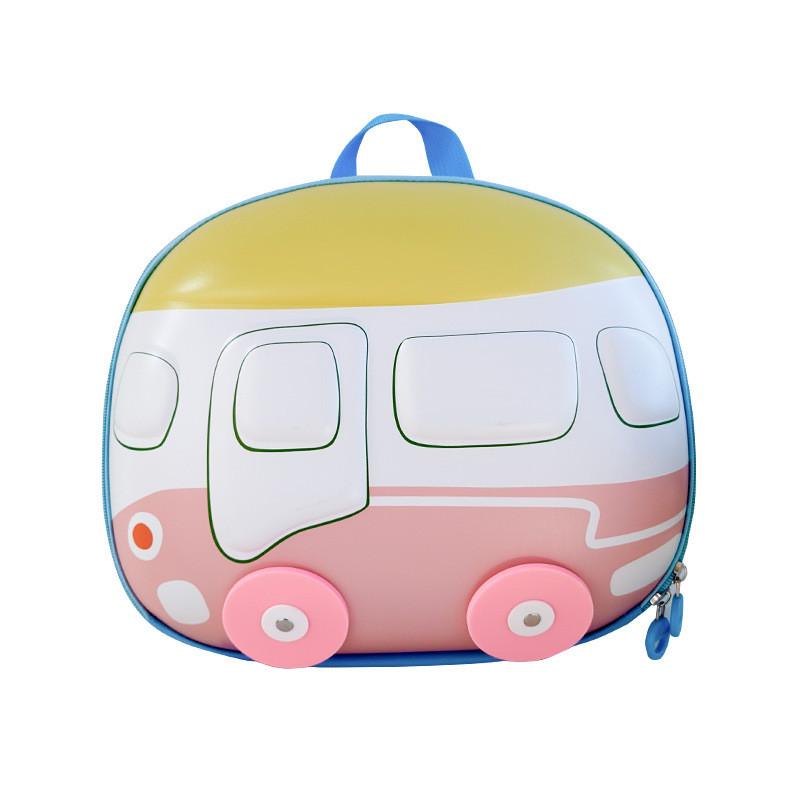 Kids Whimsical Shell Backpack In Bright Colors With Car Motif Ideal For School And Fun Everyday