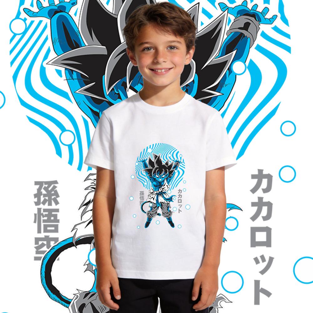 Dbz Goku Anime Print Pure Cotton T Shirt for Boys Girls Casual Short Sleeve Kids Summer Top Soft Breathable Lightweight