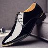 2025 New Men’s Patent Leather Shoes  British Style Men's Dress Shoes Lace Up Pointed Toe Wedding Business Party Social Shoe Male