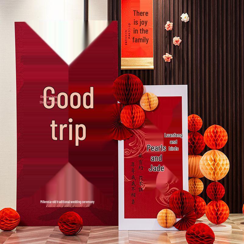 Three-Dimensional Double Happiness Wall Ornament for Wedding Room Decoration Sets