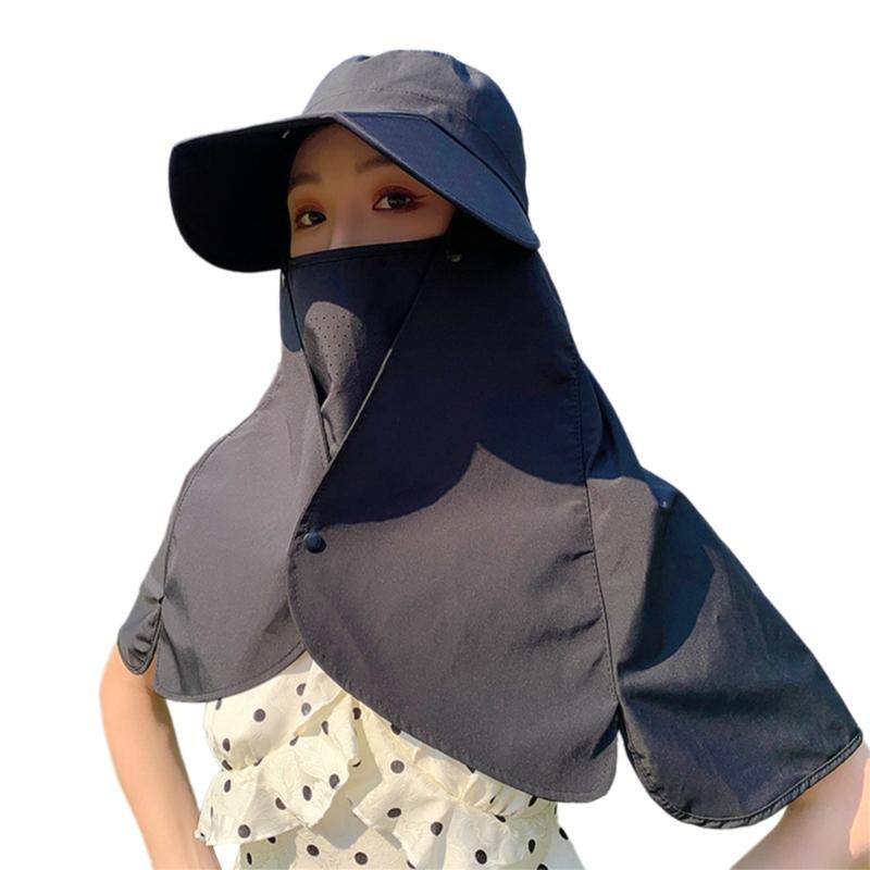 Breathable Sun Hat for Women Neck Cover Hat with Neck Flap Wide Brimmed Hat Adjustable Fashionable Sports Hat чёрный