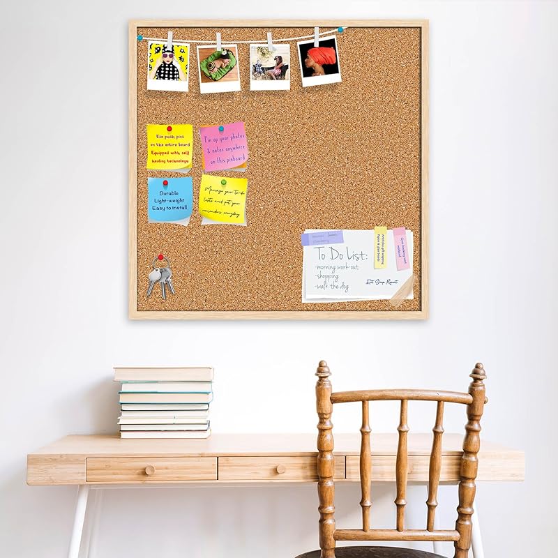ArtzFolio Cork Board | Bulletin Board Notice Pin Board | Vision Soft Board Combo with Thumb Push Pins & Sticky Notes | N